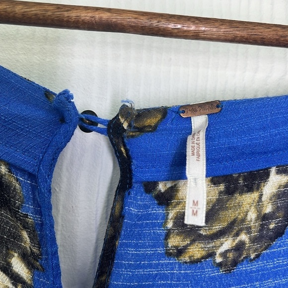 Free People - All The Right Ruffles Bright Blue Floral Short Romper Size Medium - Picture 10 of 13